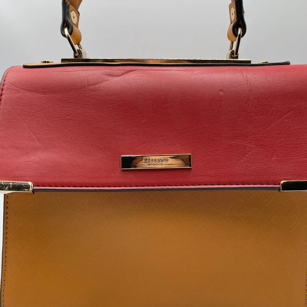 Dune London Bag Womens Rust Red Chestnut Leather Inner Pocket Top Handle Handbag
